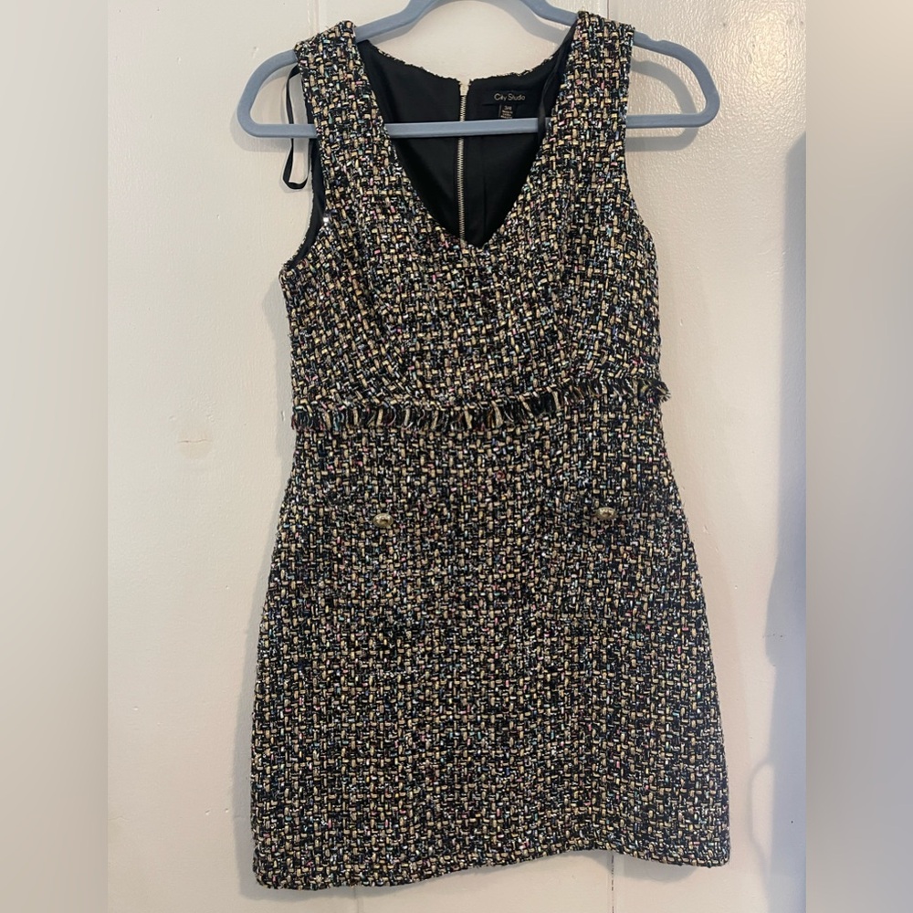 City Studio Black and White Sheath Mini Dress